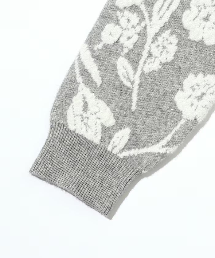 Flower Jacquard Knit Cardigan