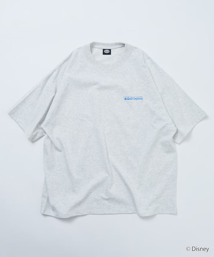 DISNEY/Mickey Mouse/Monochrome Back Print Crew Neck T-Shirt/Scene [Limited Edition]