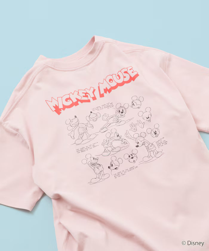 Limited Edition DISNEY Mickey Mouse Monochrome Back Print Crew Neck T-Shirt - Pink