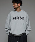Front Print Crew Neck Sweat FIRST / Relaxed Fit - Gray
