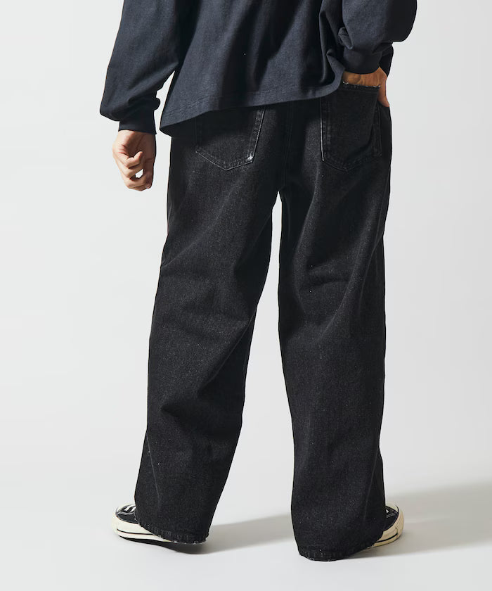 Chino Denim Docking Pants / Wide Straight Pants