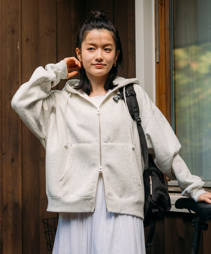 Relaxed Fit Zip-Up Hoodie 【Limited Edition】 - Ash Gray