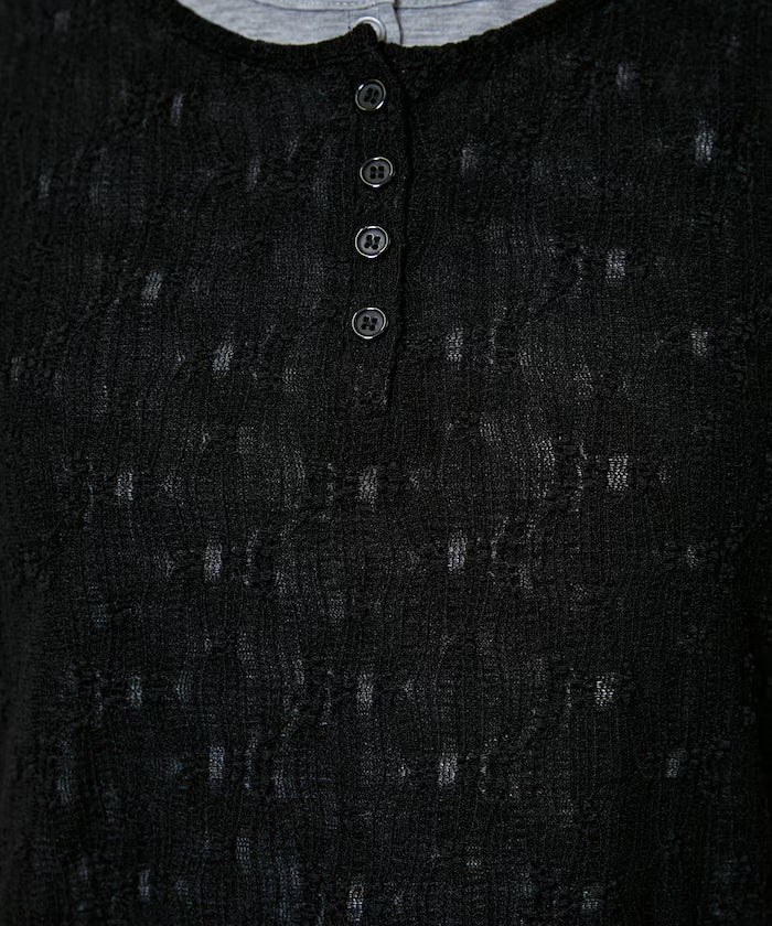 <Set Item> Cut x Jacquard Henry Neck T-Shirt Limited Edition