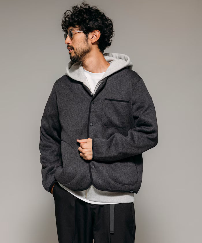 Relaxed Fit Knit Fleece Cardigan - Charcoal Gray
