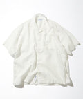 Linen Open Collar Short Sleeve Shirt - White
