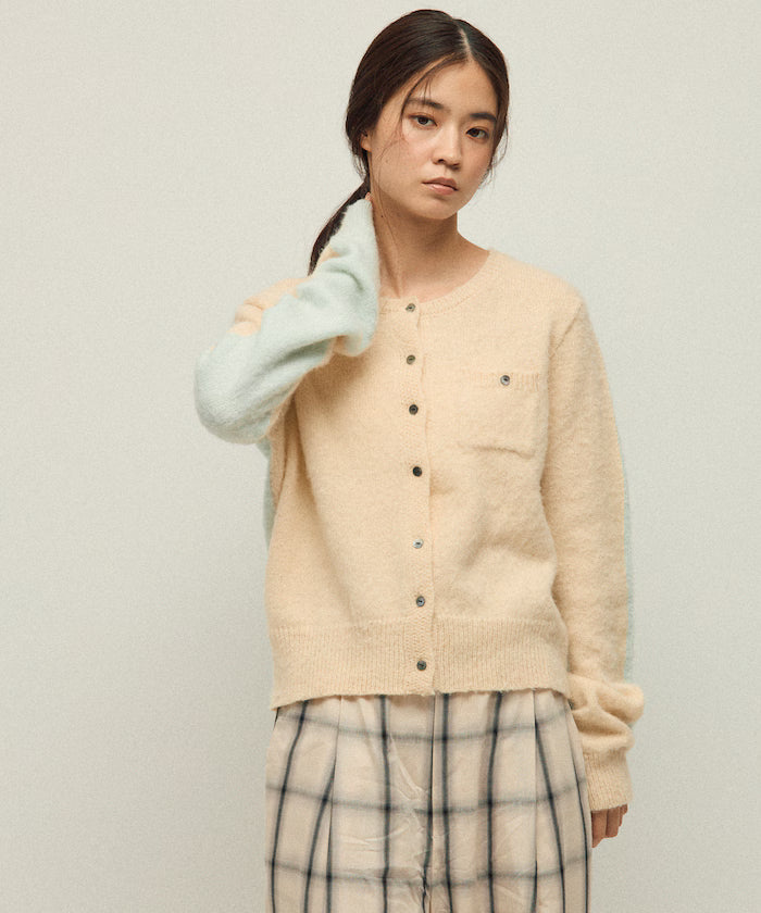 Alpaca Blend Bicolor Knit Cardigan