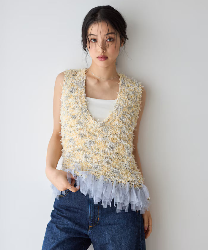 2WAY Fringe Hem Knit Vest