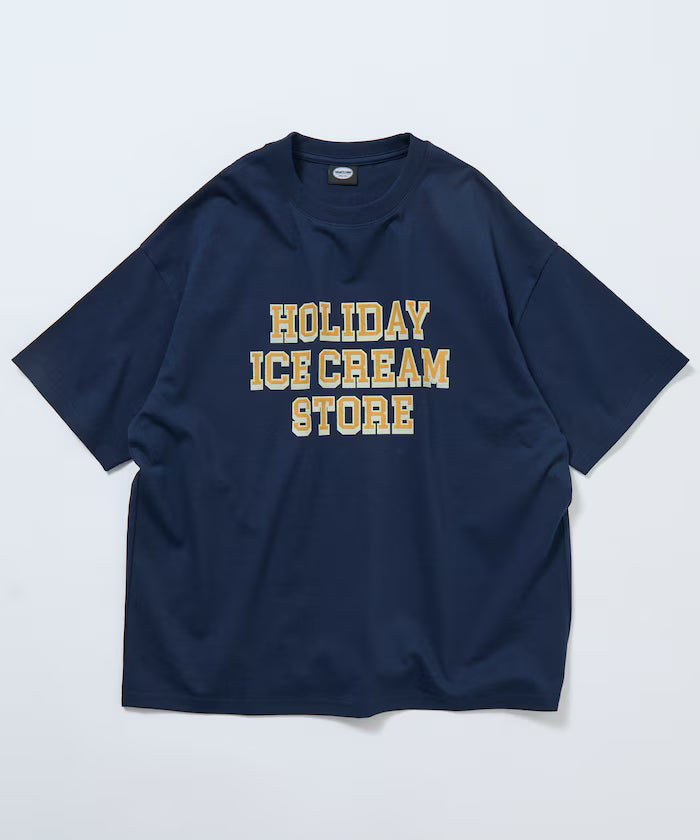 HOLIDAY ICECREAM×FREAK'S STORE Limited Edition Big Silhouette College Print Crew Neck T-Shirt
