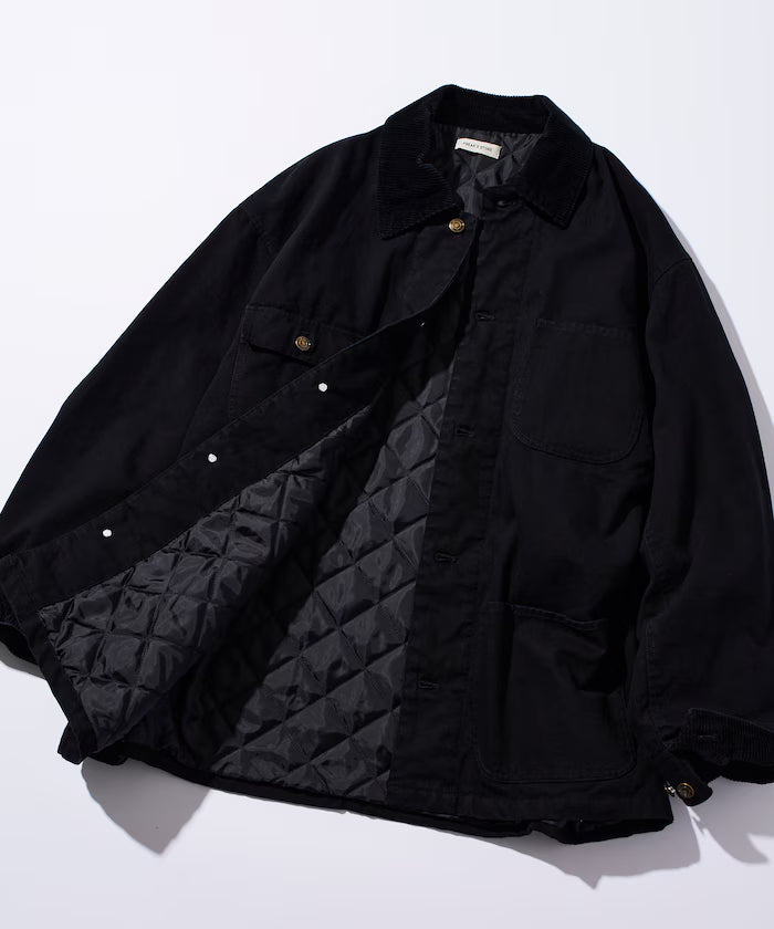 Big Silhouette Corduroy Switch Duck Coverall Jacket [Limited Edition] - Black