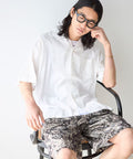 Dobby Weave Short Sleeve Open Collar Shirt / Big Silhouette - White