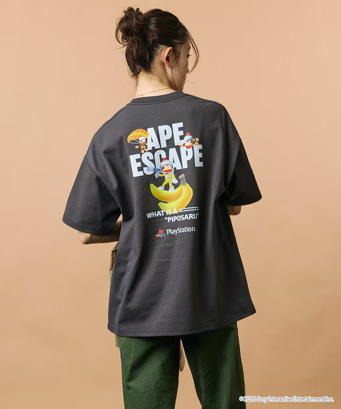 Big Silhouette Back Print Crew Neck T-Shirt/PlayStation Ape Escape 【Limited Edition】