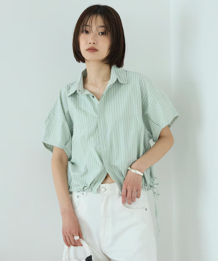 Switch Short Sleeve Hem Code Blouse