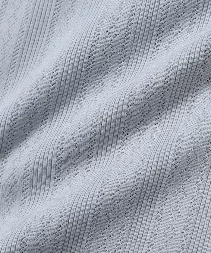 Henry Neck Knitted Lace T-Shirt