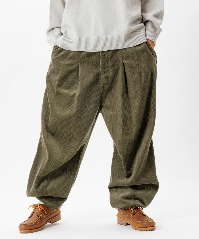 Wide Silhouette Corduroy Military Circus Pants / Snow Pants 【Limited Edition】 - Beige