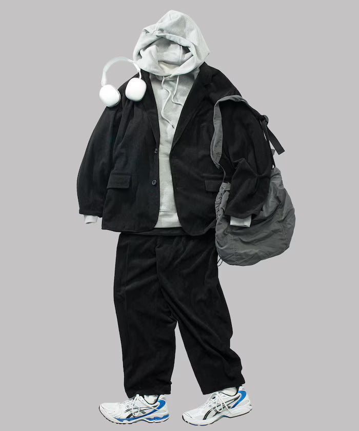 Relax Fit Corduroy Setup / Tailored Jacket / Wide Pants 【Limited Edition】 - Black