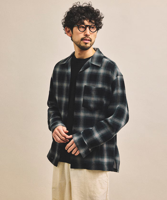 Pre-dyed ombre check sheer shirt relaxed fit