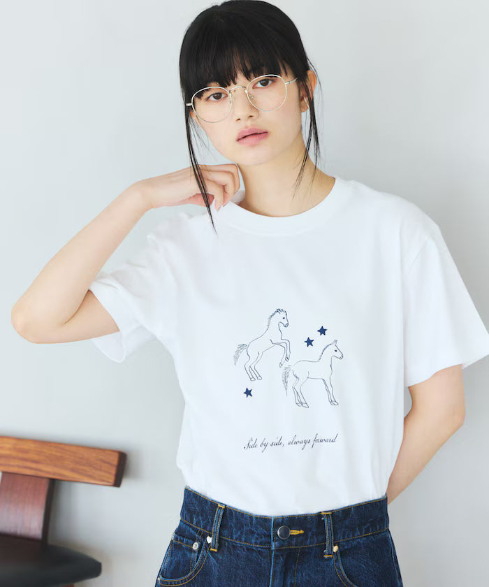 Comfortable Horse Print Crew Neck T-Shirt