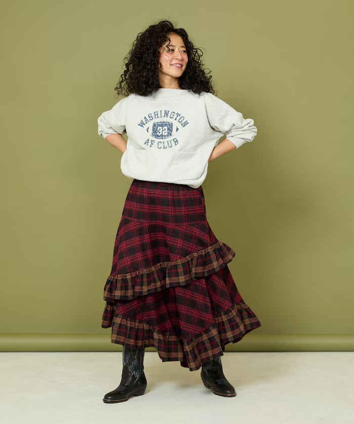 Nell Check Asymmetrical Frill Skirt