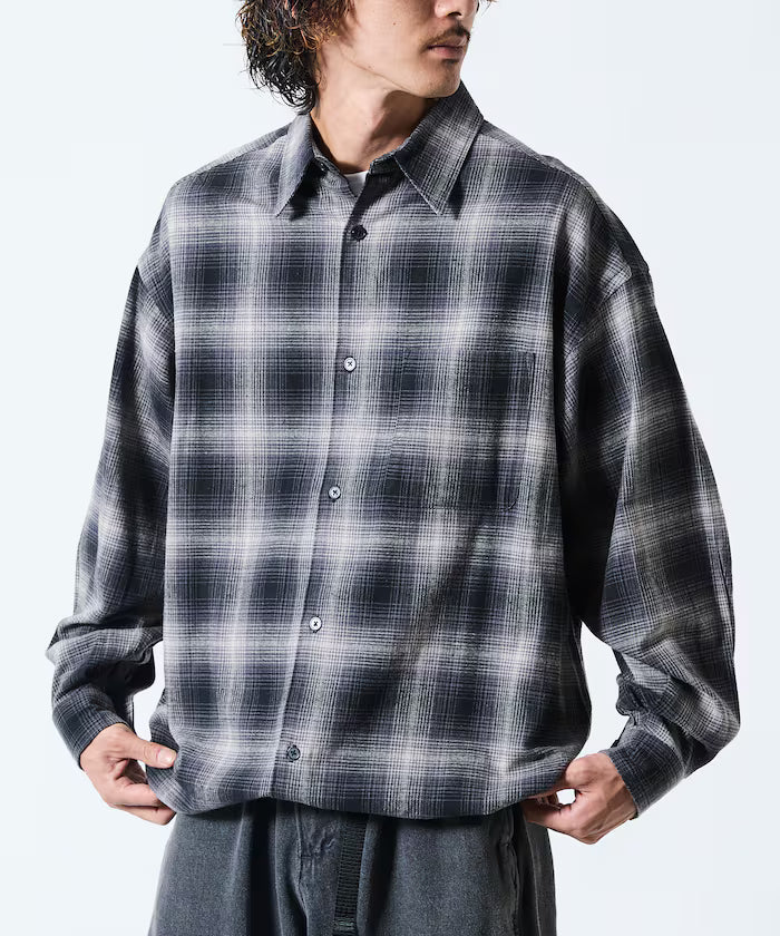 Wide Silhouette Ombre Check Spindle Shirt [Limited Edition] - Black