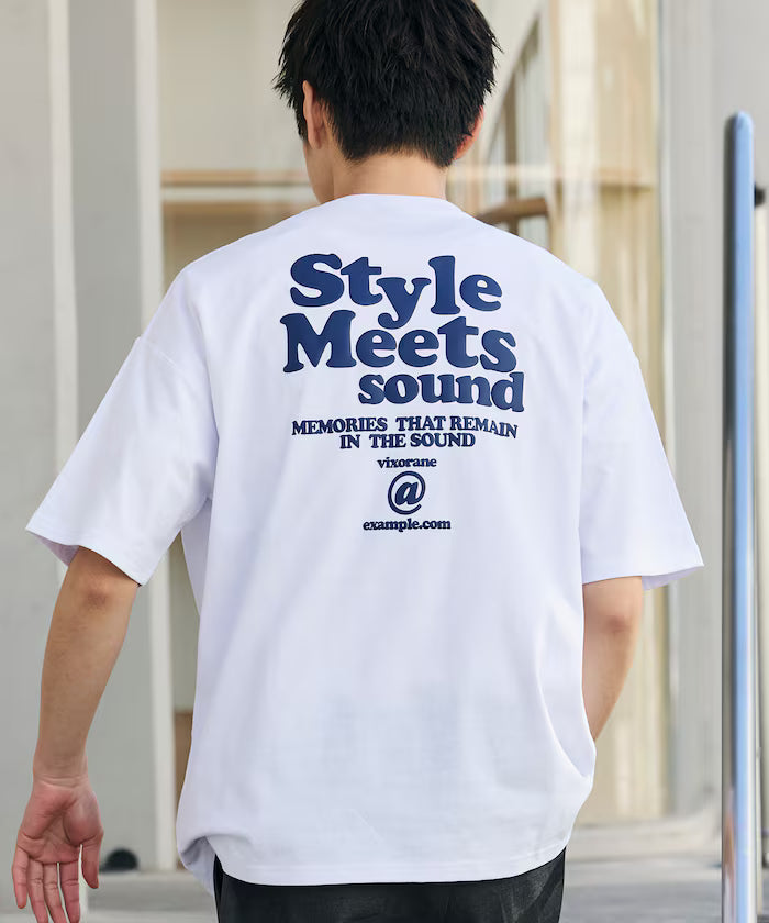 Big Silhouette Back Print Crew Neck T-Shirt / Style Meets 【Limited Edition】 - White
