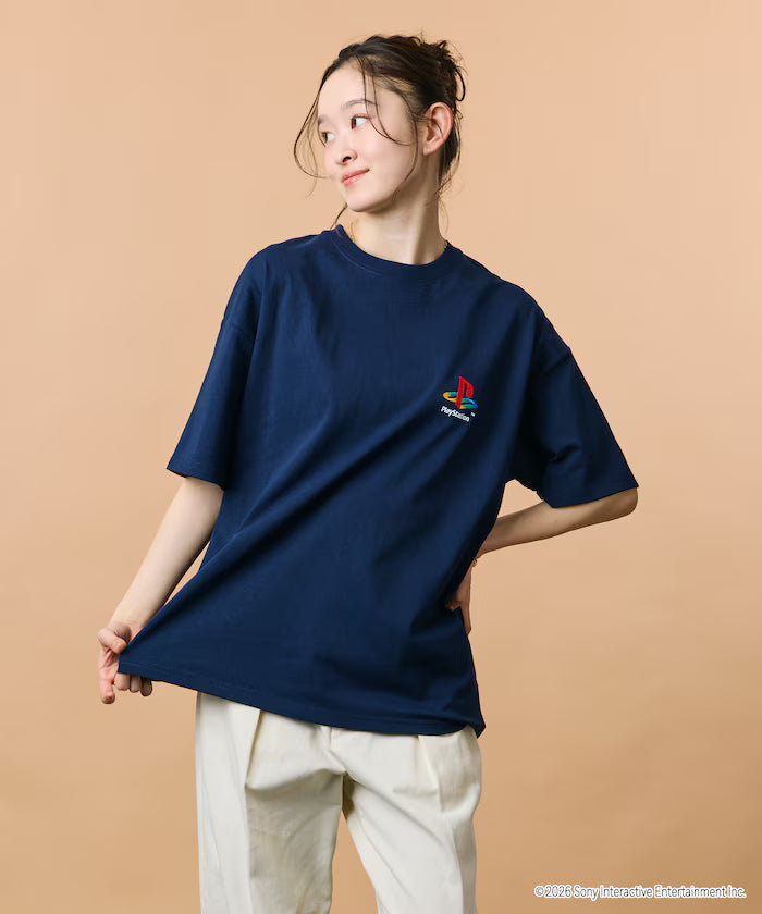 Big Silhouette Logo Back Print Crew Neck T-Shirt/PlayStation NEVER STOP 【Limited Edition】