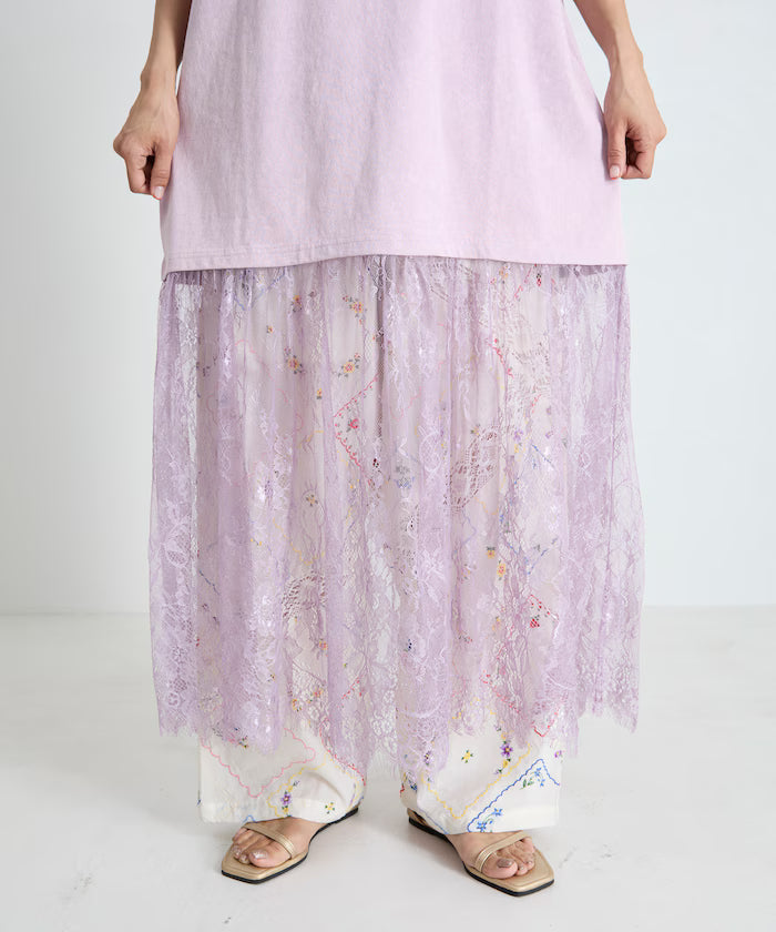 T-shirt lace docking one-piece