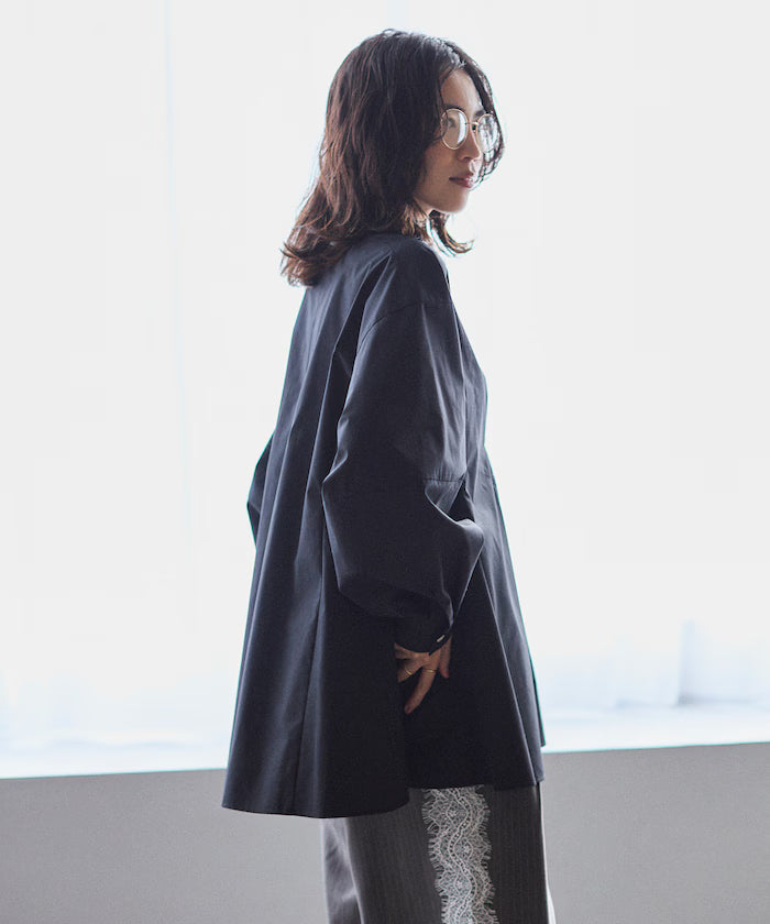 Flare Silhouette Skipper Balloon Sleeve Shirt