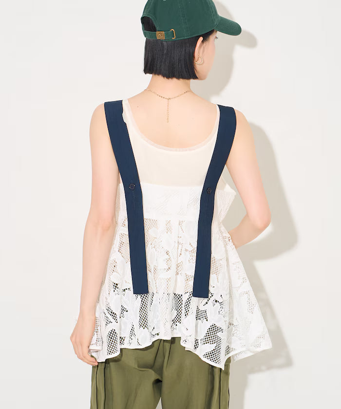 Flower Motif Batten Lace Iris Hem Camisole Top 【Limited Edition】