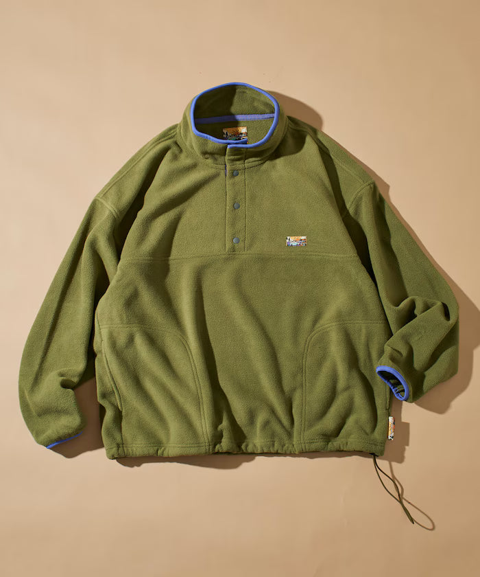 Big Silhouette One Point Logo Fleece Snap Button Spindle Pullover