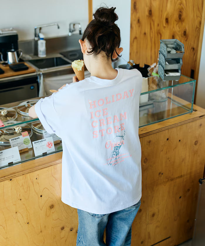 HOLIDAY ICECREAM×FREAK'S STORE Collaboration Big Silhouette Back Print Crew Neck T-Shirt [Limited Edition]