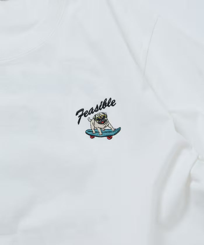 Relaxed Fit Back Embroidery Design Crew Neck T-Shirt / Dog 【Limited Edition】