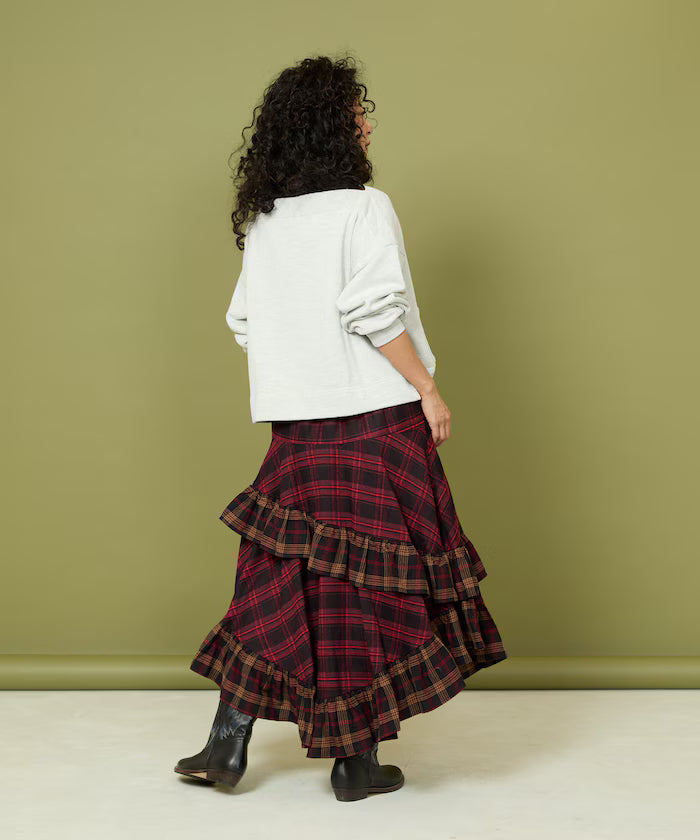 Nell Check Asymmetrical Frill Skirt