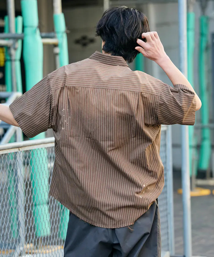 Big Silhouette Damage Processing Regular Color S/S Shirt/Check/Stripe/Fade Processing [Limited Edition]
