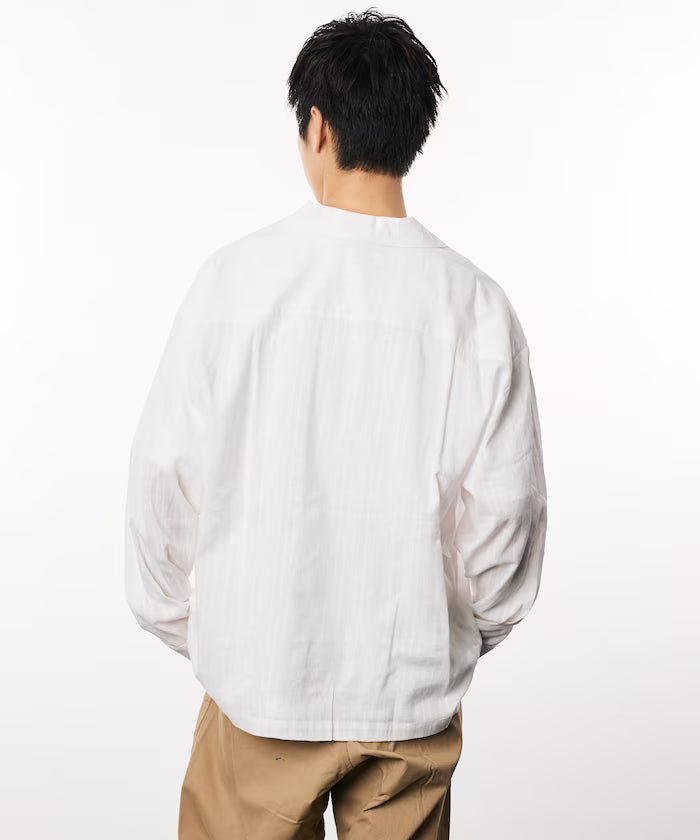 Dobby Woven Long Sleeve Open Collar Shirt / Big Silhouette