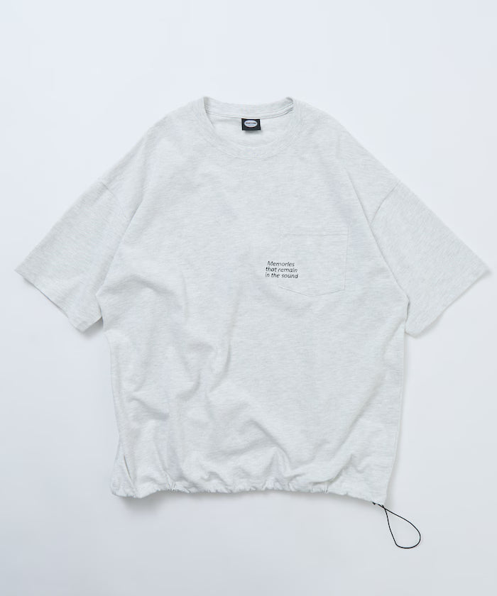 Big silhouette one-point embroidery back print hem code pocket T-shirt [Limited Edition]