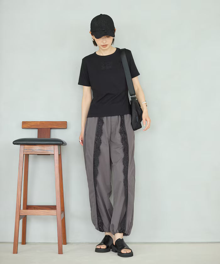 Lace Applique Cotton Modal T-Shirt