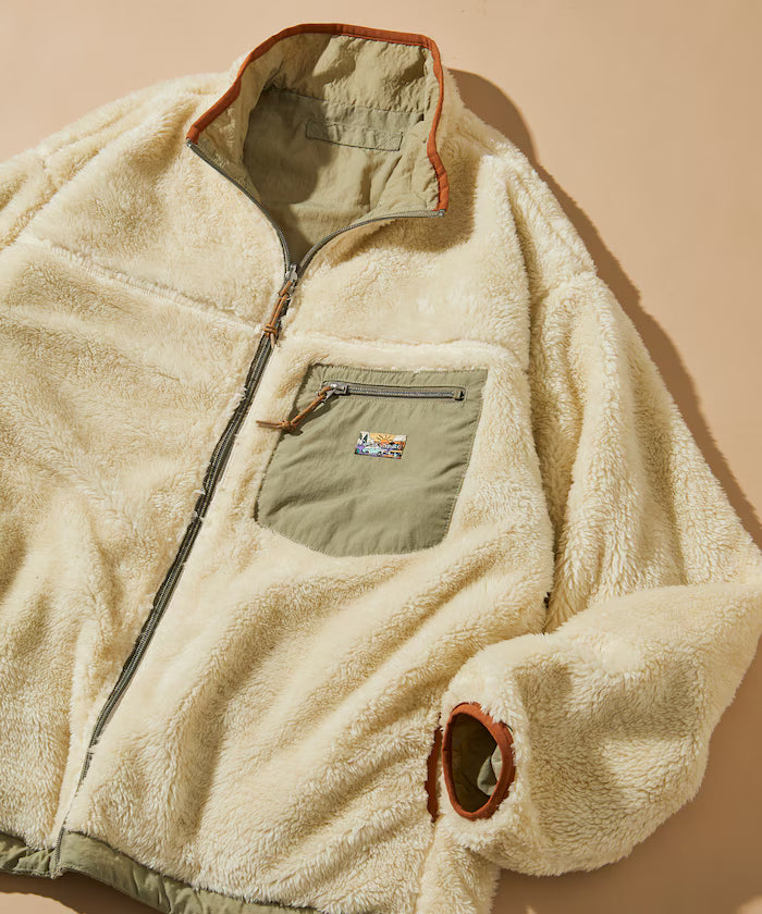 Relaxed Fit One Point Logo Reversible Nylon Fleece Jacket