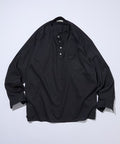 Relax Fit Linen Mix Band Collar Pullover Shirt [Limited Edition] - Black