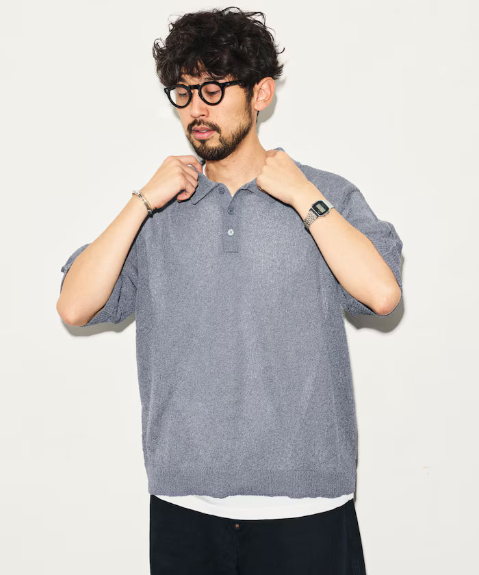 Dry Touch Boucle Yarn Knit Polo Shirt