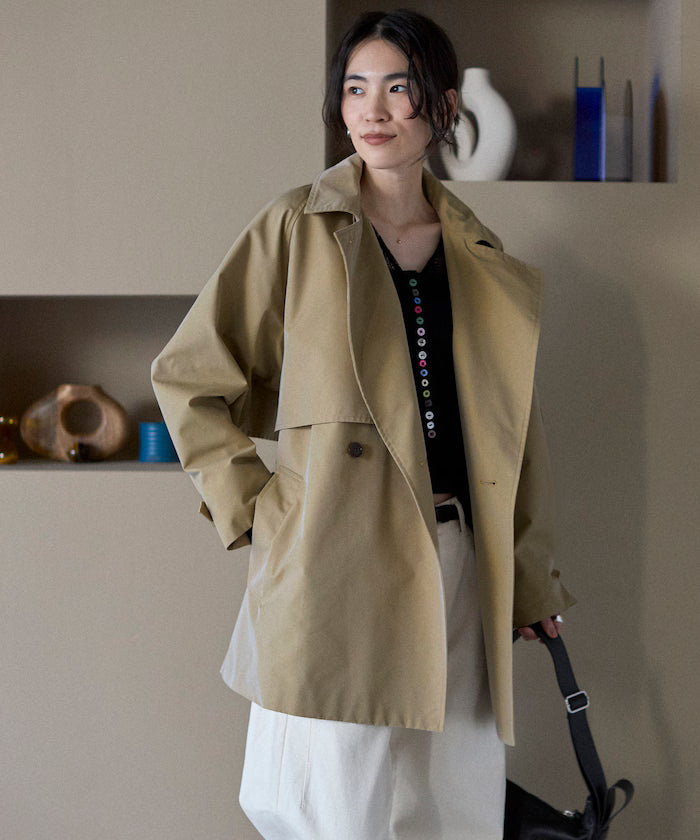 Mid-length T/C Chambray Trench Coat - beige
