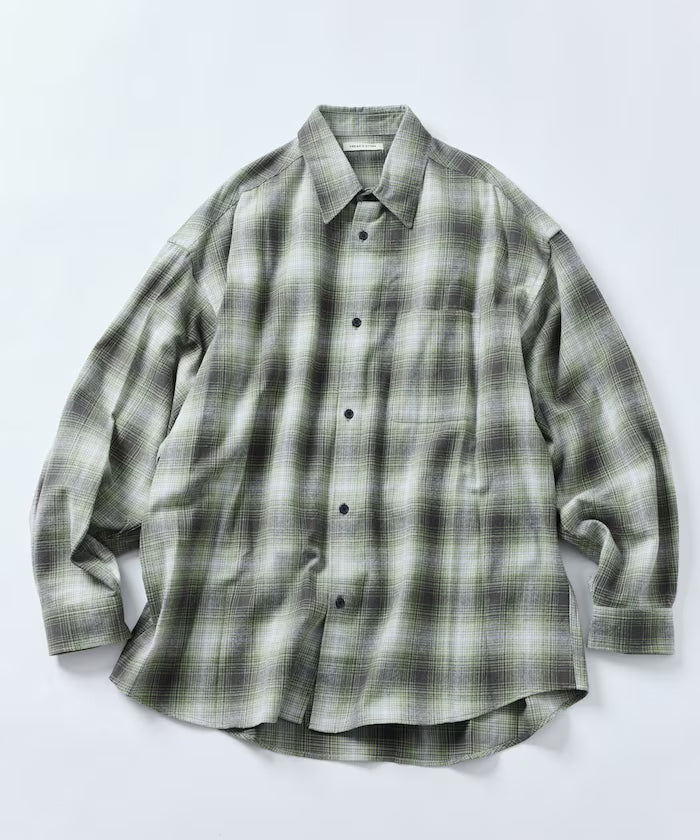Relax Fit Relax Fit Ombre Check Flannel Shirt [Limited Edition] - Olive