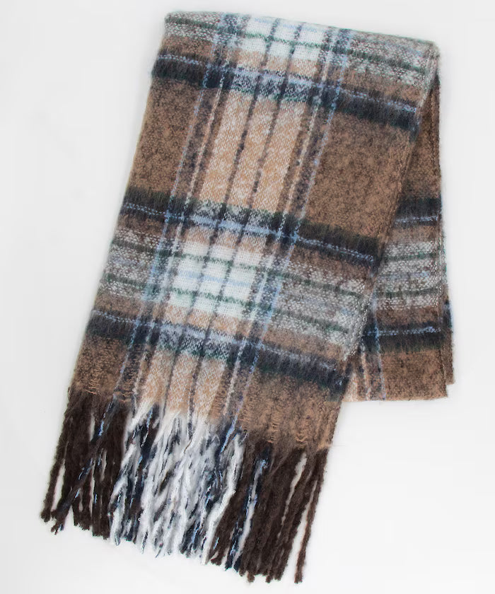 Checkered Volume Scarf - Brown