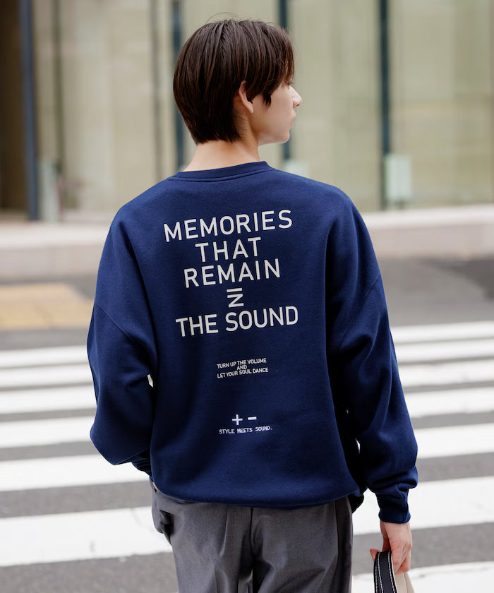 Big silhouette one-point embroidery back print hem code crew neck sweatshirt 【limited edition】