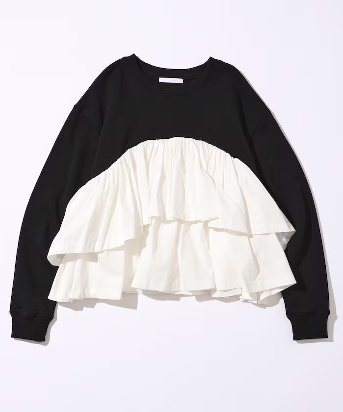 Organic Cotton Docking Frill Sweat / Relaxed Fit / Backed Sweat