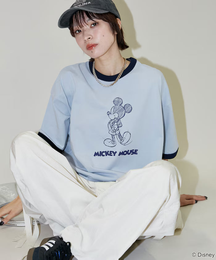 <Functional Material>Mickey Mouse/Sketch Ringer T-Shirt Limited Edition