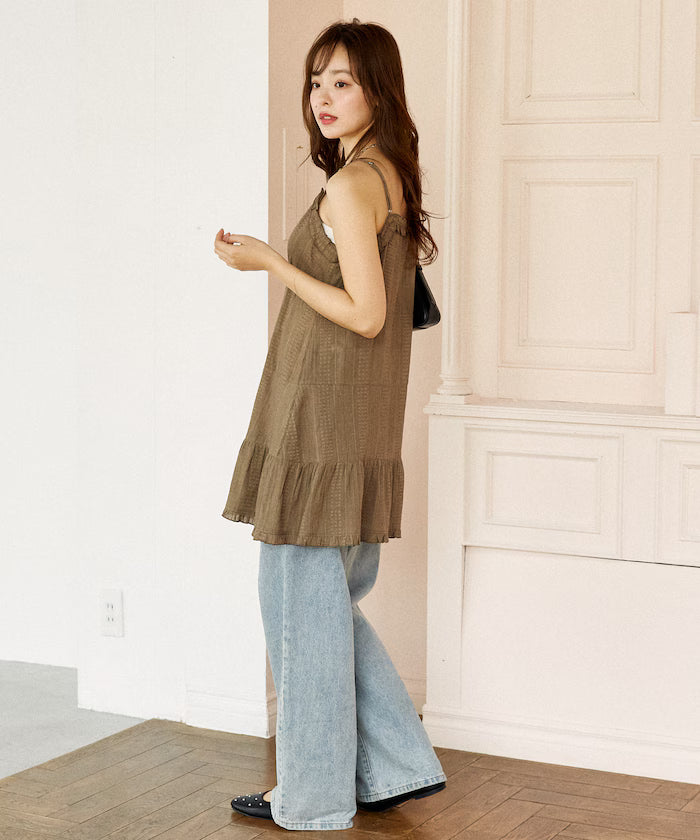 India Cotton Ruffle Tiered Camisole Mini Dress Limited Edition
