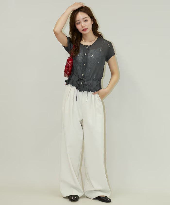 Linen Touch Eyelet Knit Cardigan Limited Edition