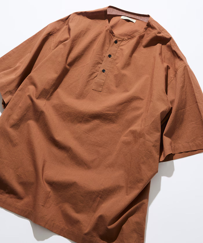 Relax Fit Relaxed Fit Henley Neck Pullover Shirt [Limited Edition] - Brown