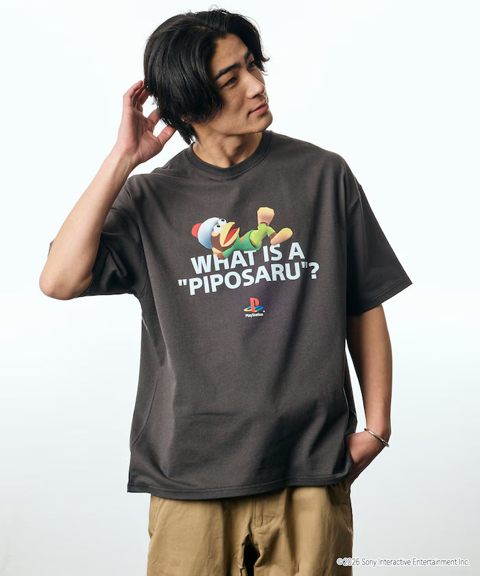 Big Silhouette Crew Neck Print T-shirt/PlayStation Sarugatchi/WHAT IS A PIPOSARU 【Limited Edition】