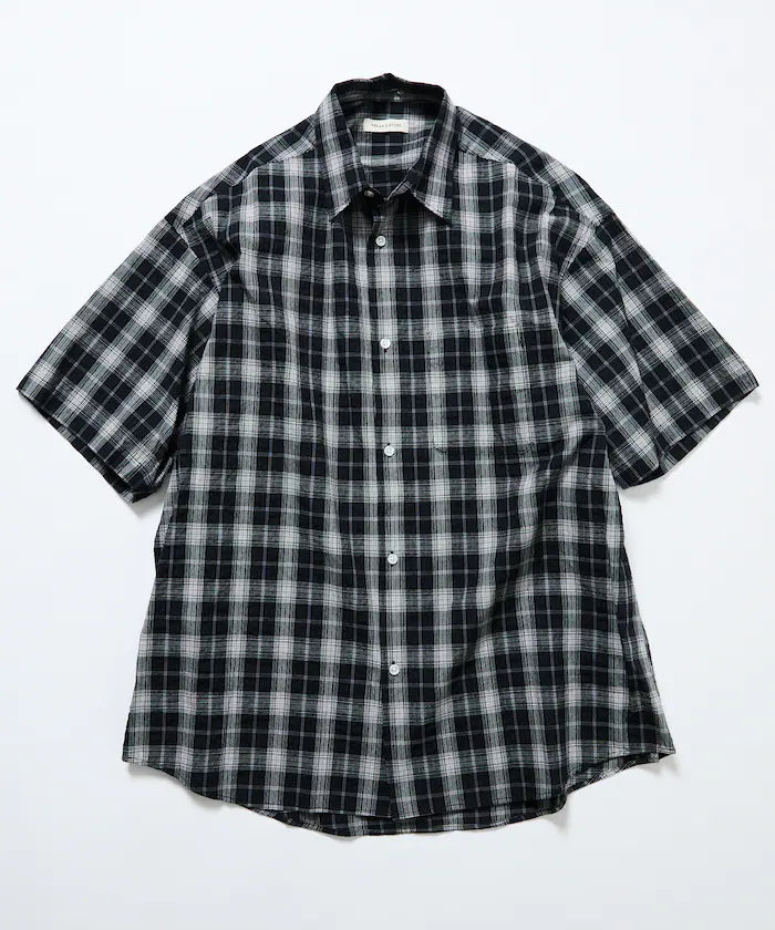 Relax Fit Regular Collar Sheer Seersucker Short Sleeve Shirt 【Limited Edition】